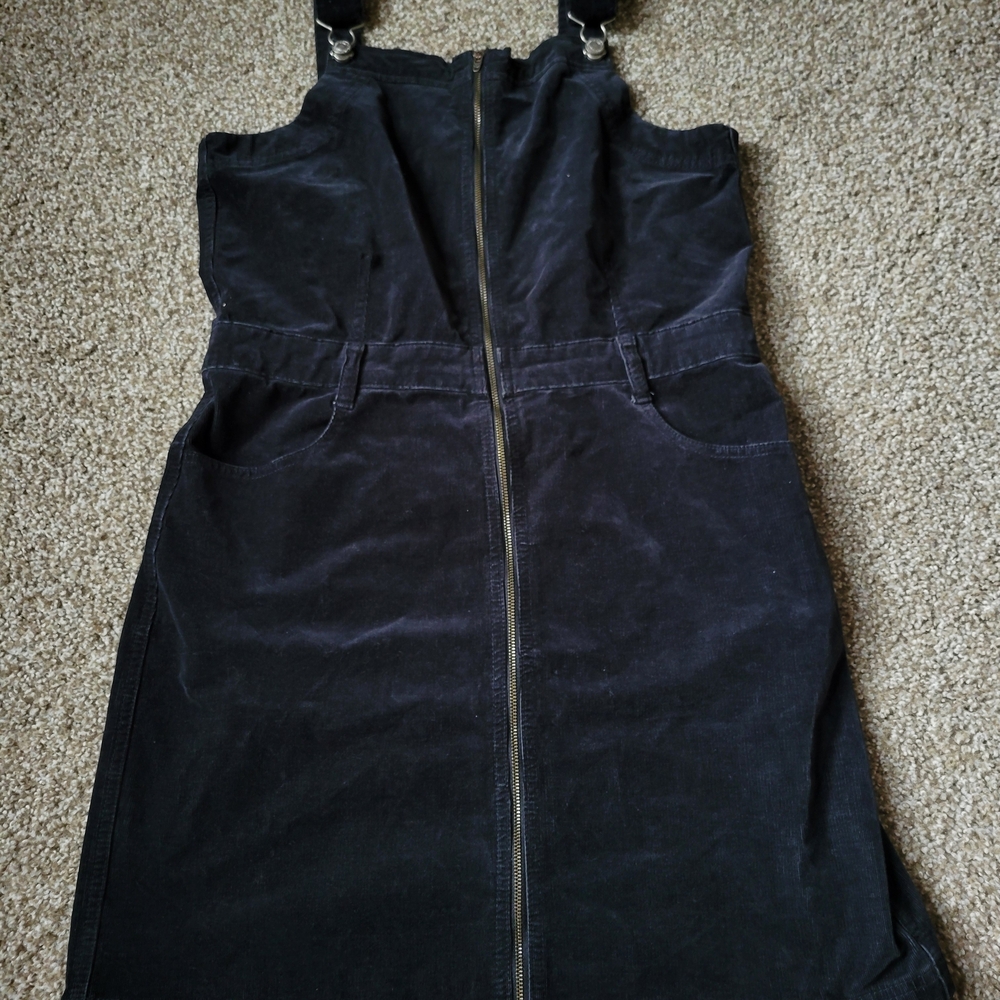 American Eagle Outfitters Black Ribbed Mini Denim Plus Size Dress Size 16 - Picture 5 of 14